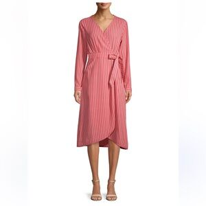 Pink striped wrap dress. Time and Tru size large.